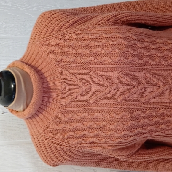 Tarazzia burnt orange sweater Medium fisherman style knit crochet - Picture 4 of 8
